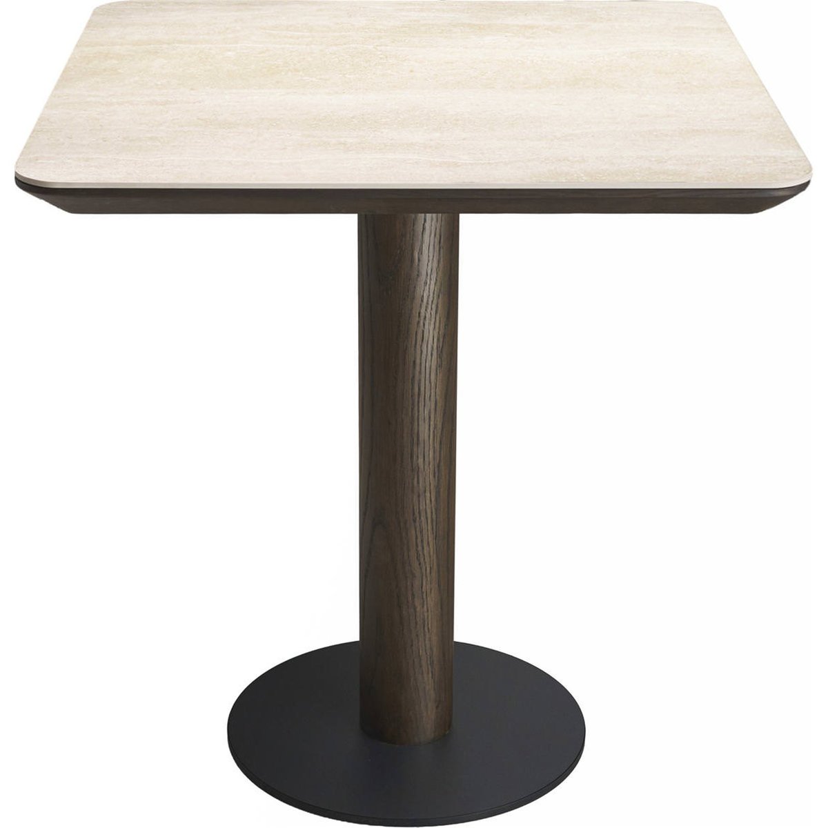 Table bistrot carrée en céramique, RITZ marron et beige avec base noire, RECOLLECTION
