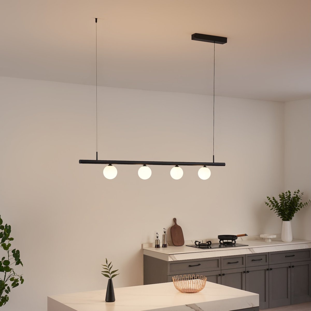 Suspension à boules LED modulables - LYNE noir et blanc, KOSILUM