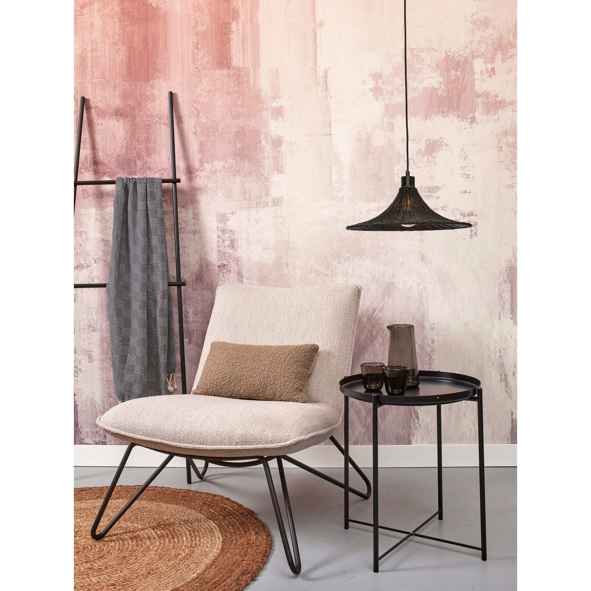 Lampe Suspendue Rotin BORABORA noir, GOOD & MOJO