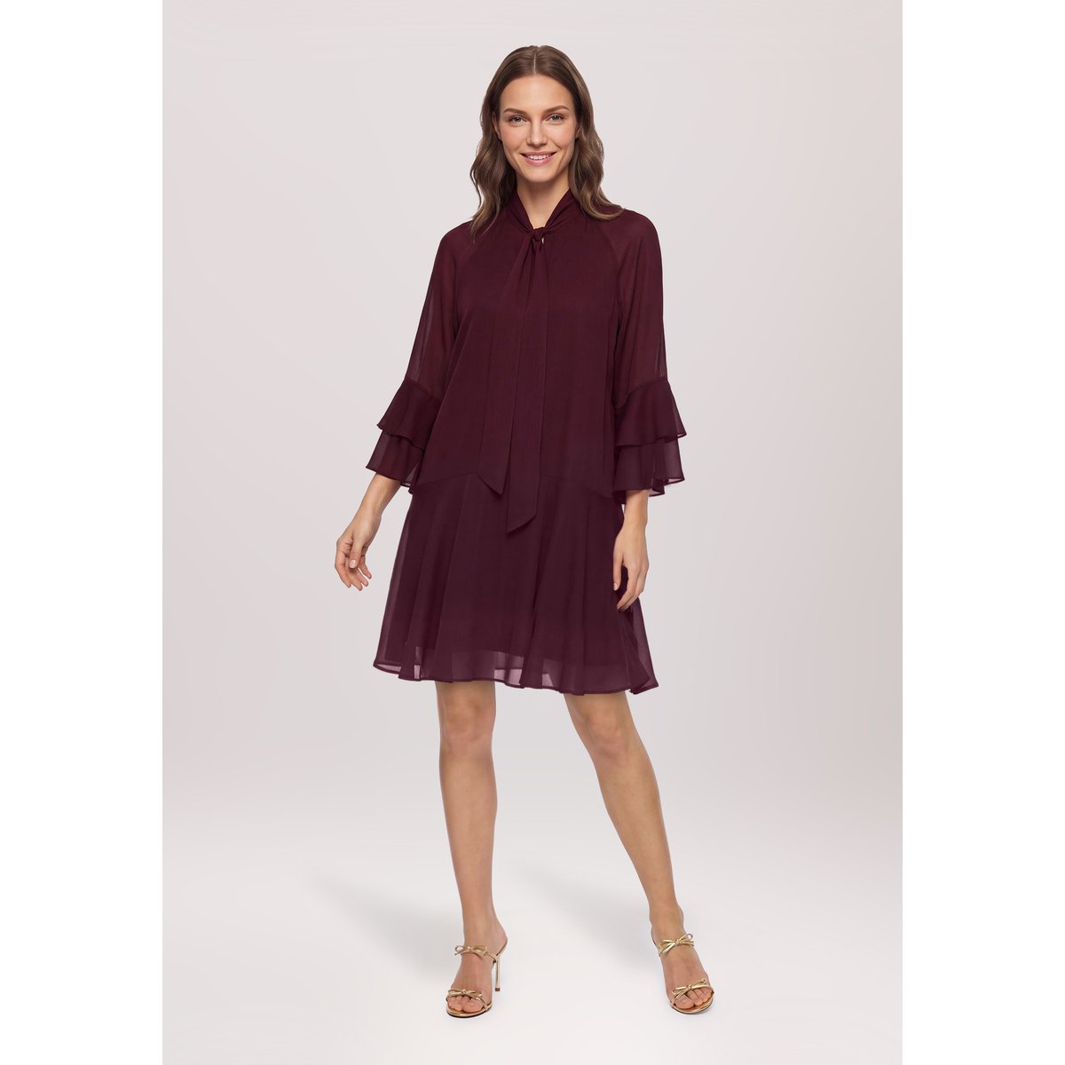 Robe de cocktail de style bohème strong aubergine, VERA MONT