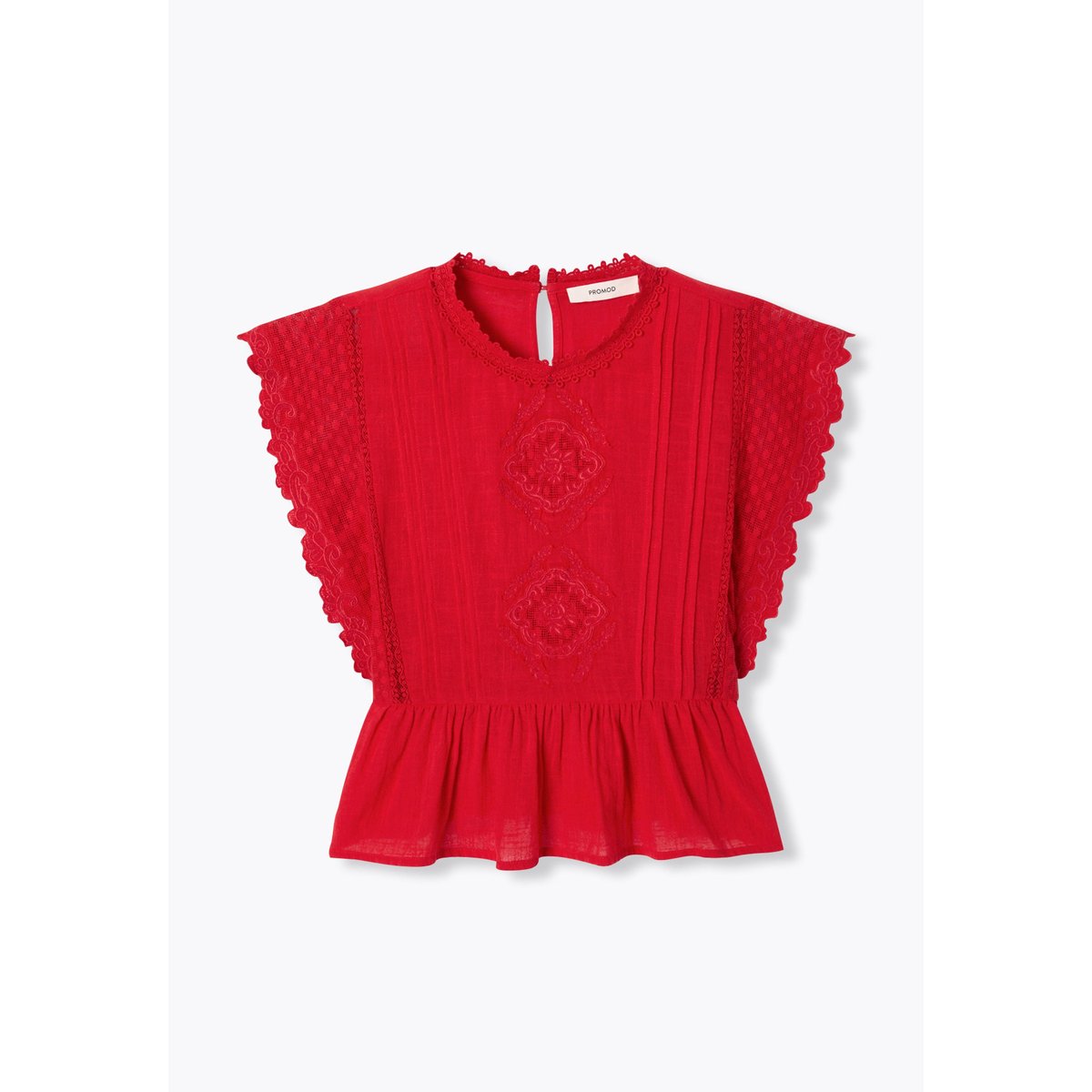 Blouse rétro-romantique rouge, PROMOD