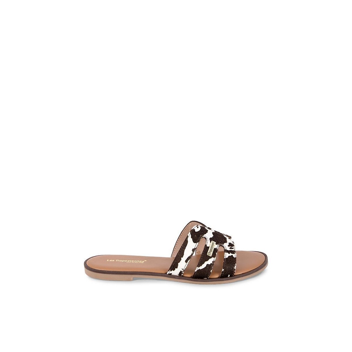 Mules plates en cuir Hamigapo marron/blanc, LES TROPEZIENNES PAR M.BELARBI