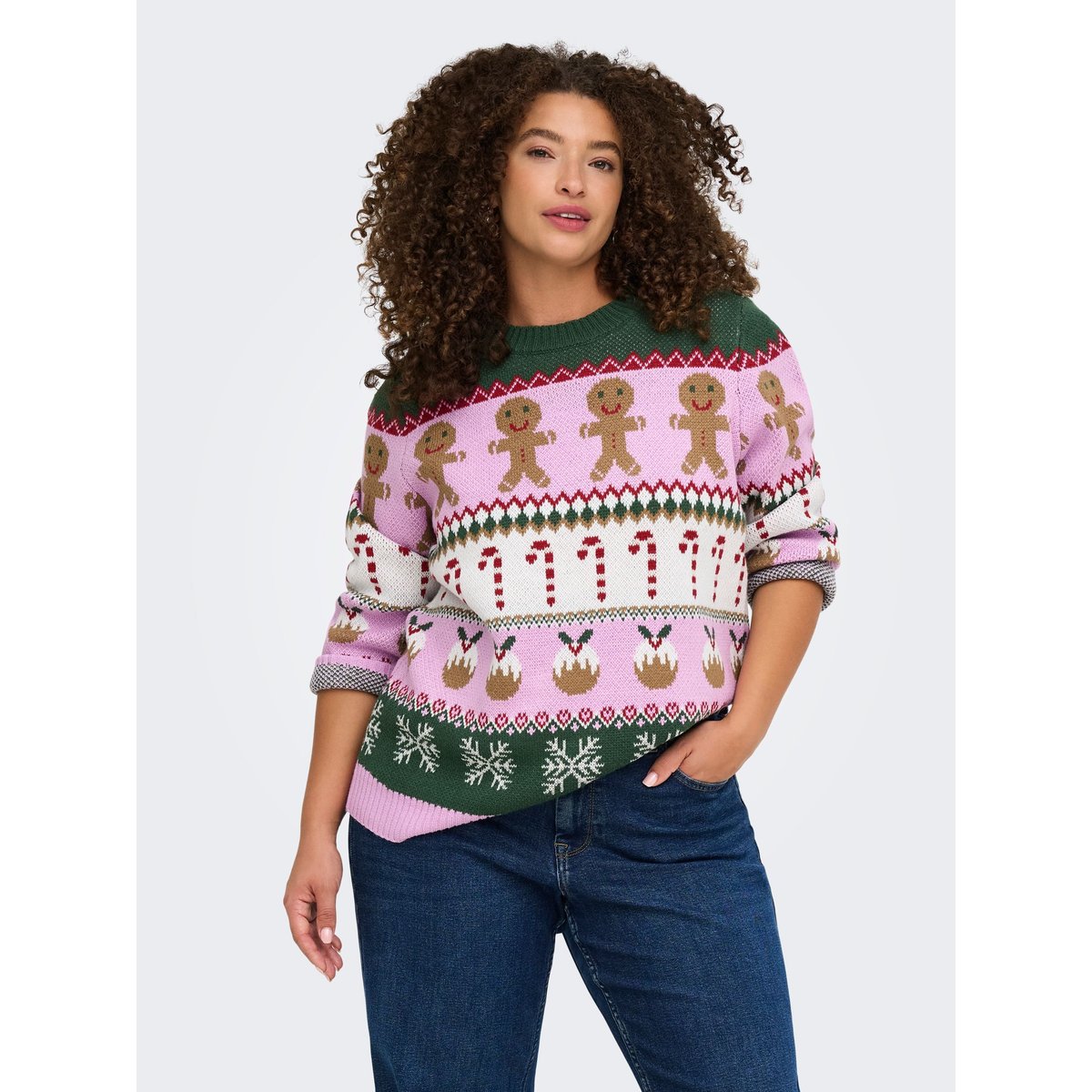 Pull En Maille rose - phalaenopsis 1, ONLY CARMAKOMA