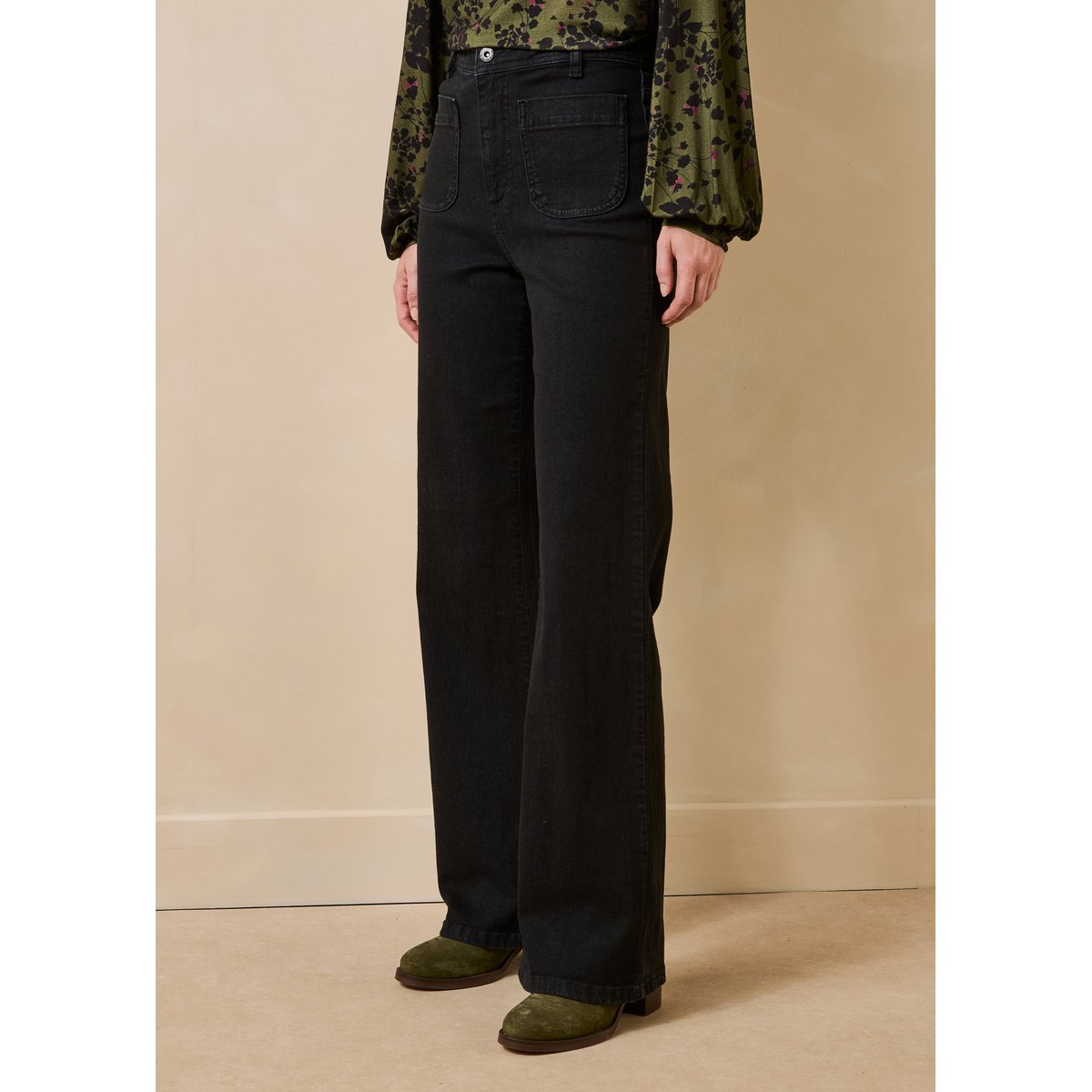 Jean bootcut en coton biologique dark black, LA FEE MARABOUTEE