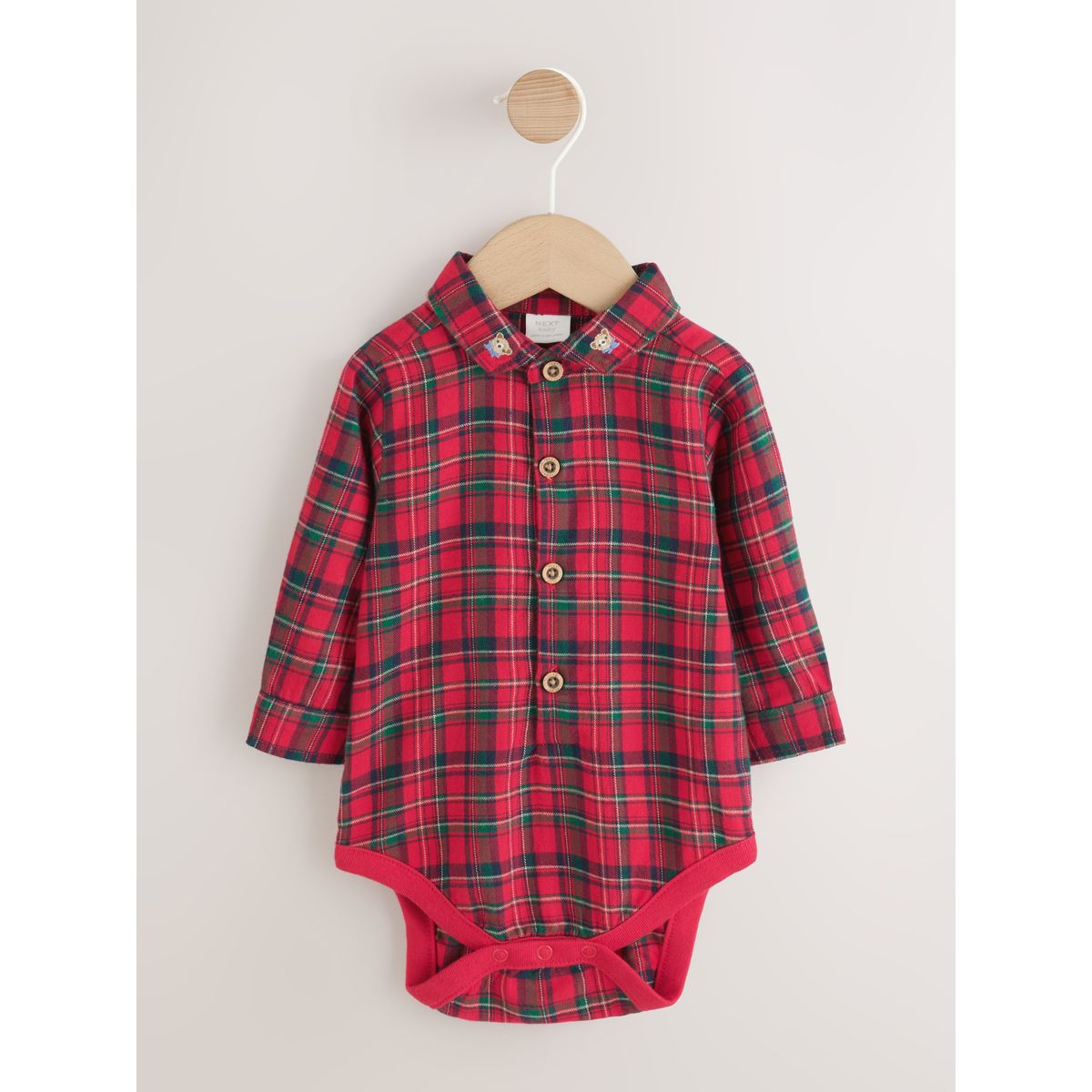 Chemise, pantalon et bretelles bébé, 3 pièces rouge à carreaux, NEXT