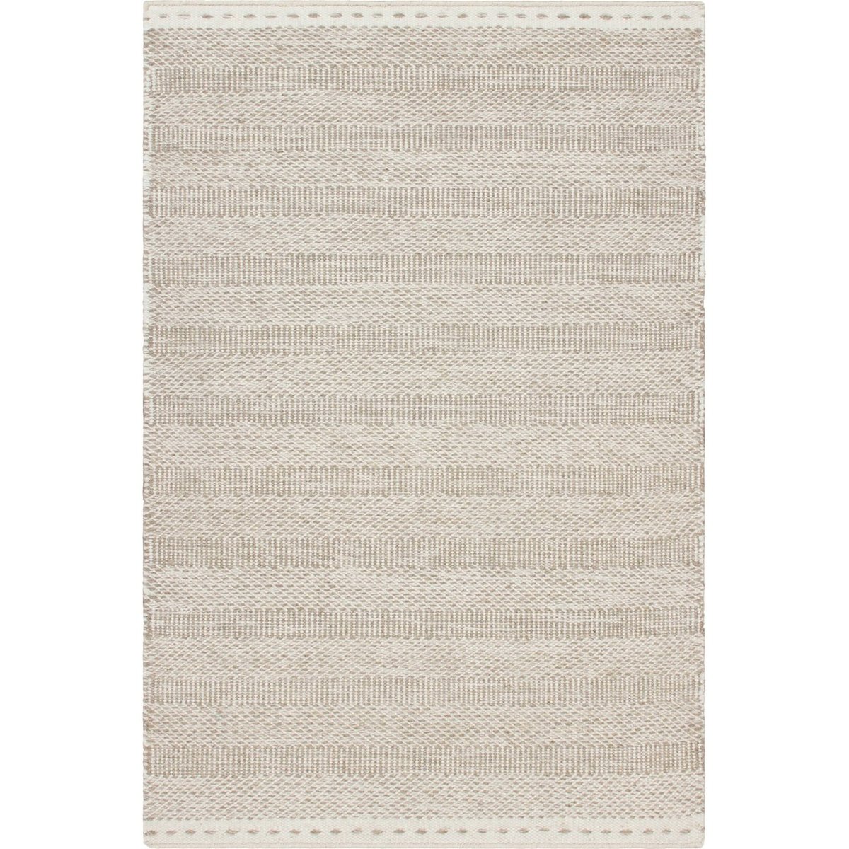 Tapis rectangulaire en laine tissé main beige sable à rayures écru, ARTE ESPINA