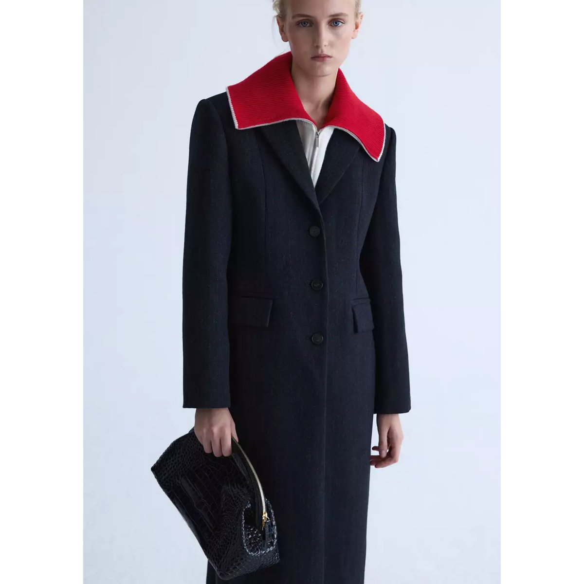 Manteau laine ajusté gris, MANGO