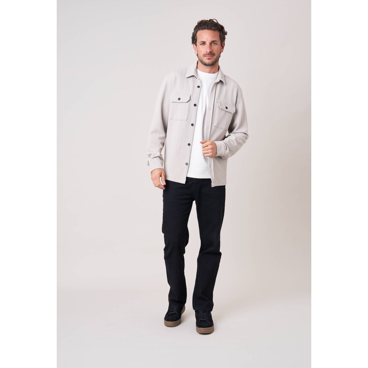 Chemise confort homme en chevron JOLIAN chalk, DEELUXE