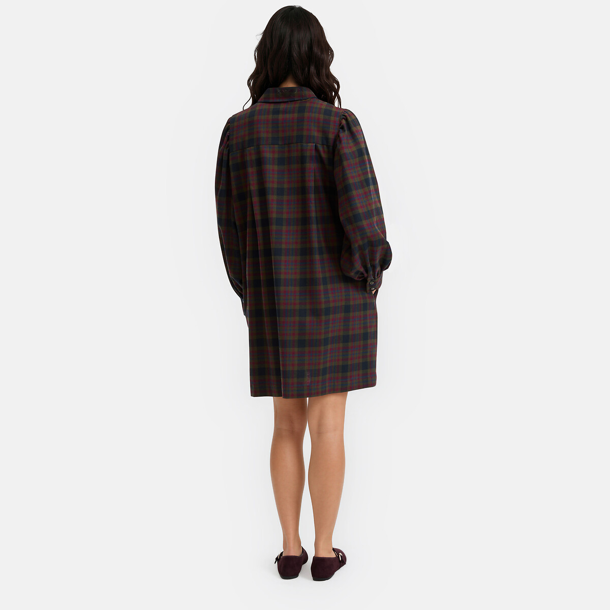 Kurzes Karokleid mit Halstuch blau/bordeauxrot  kariert , LA REDOUTE COLLECTIONS