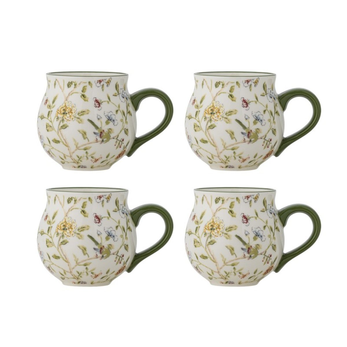 Mug grès floral Bloomie set de 4 multicolore, BLOOMINGVILLE