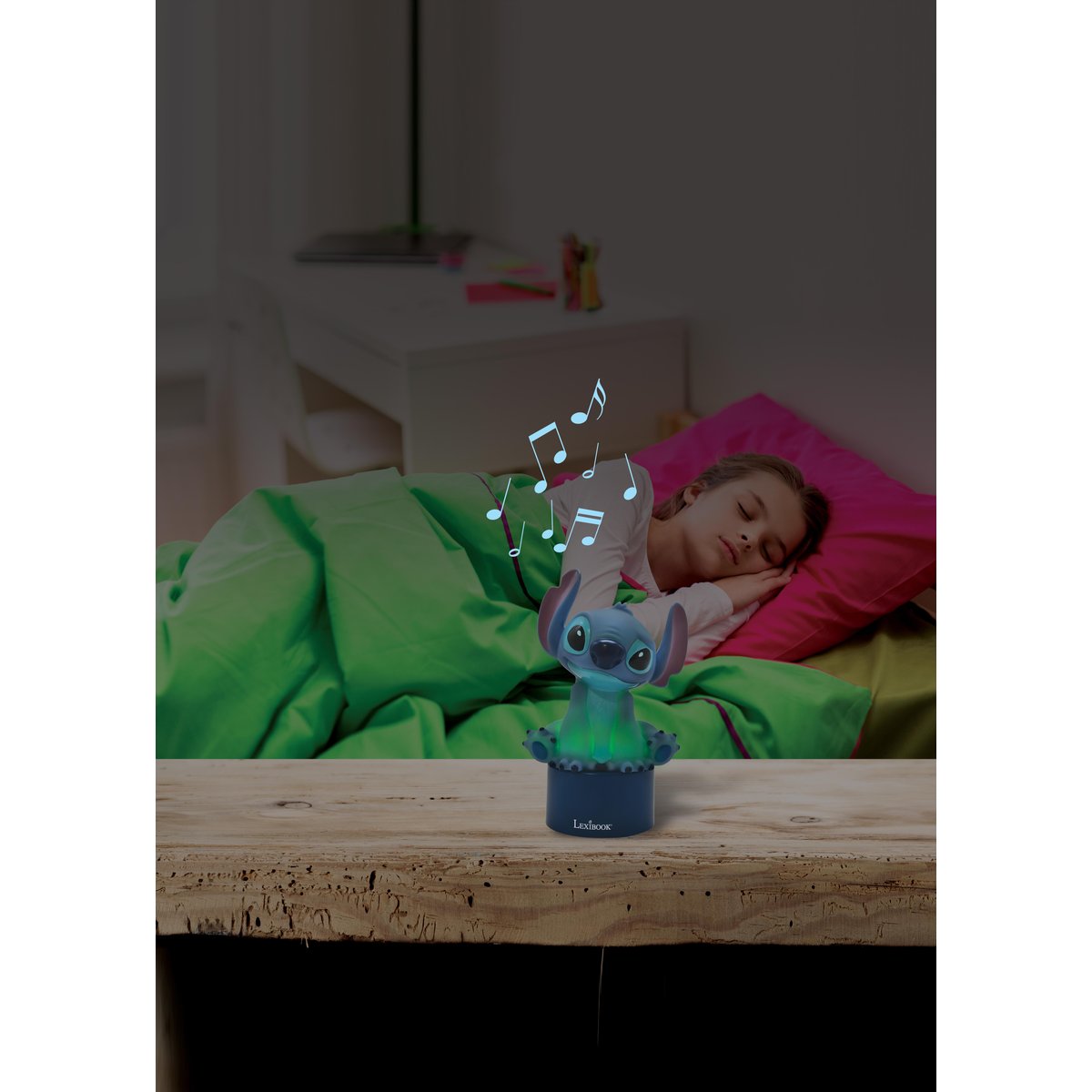 Enceinte Bluetooth veilleuse Stitch bleu, LEXIBOOK