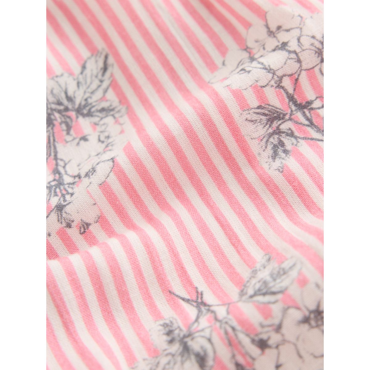 Robe mi-longue à manches festonnées rayures florales roses, NEXT