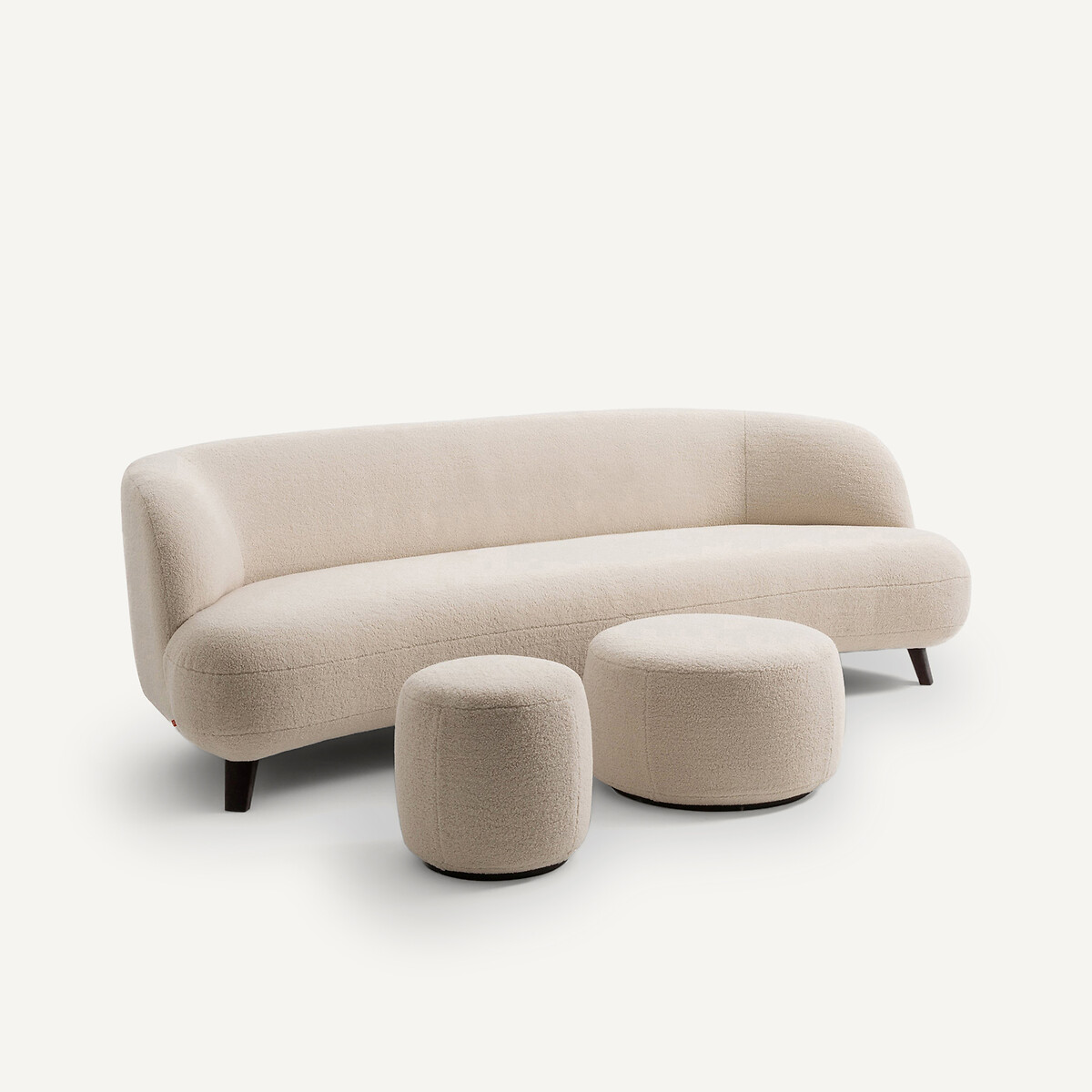 Canapé droit, 5 places, en polyester bouclette, ROSEBURY craie, AM.PM X EMMANUEL GALLINA