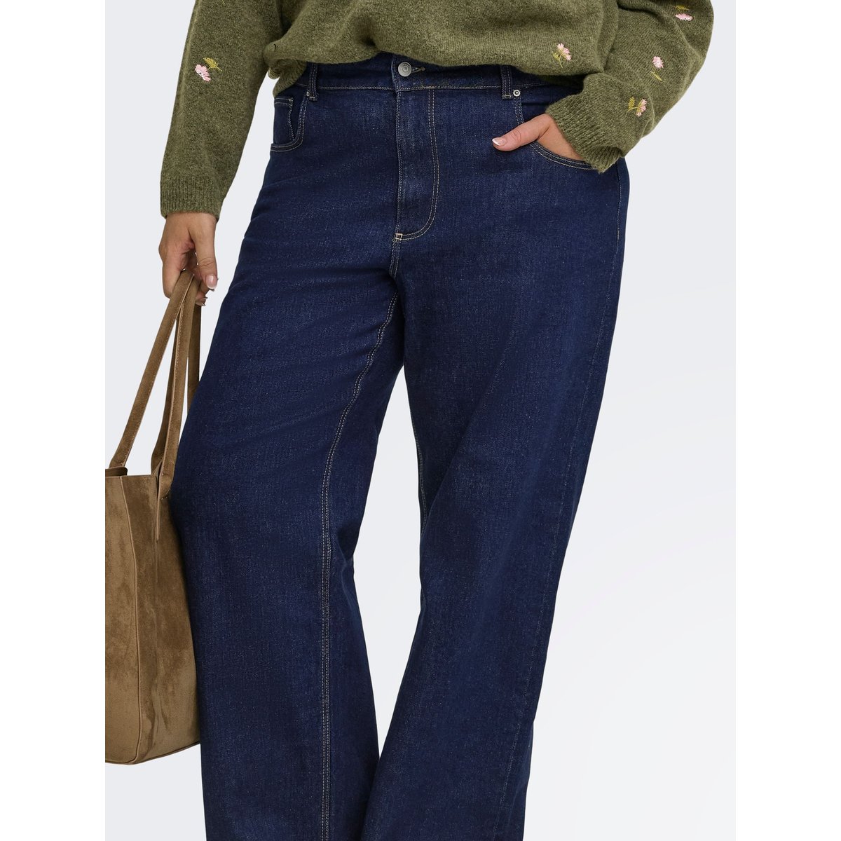 Jean À Jambe Large dark blue denim, ONLY CARMAKOMA
