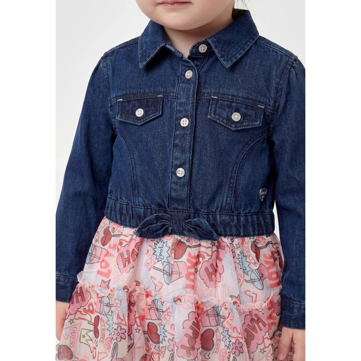 Denim Imprimé Dress bleu, GUESS KIDS