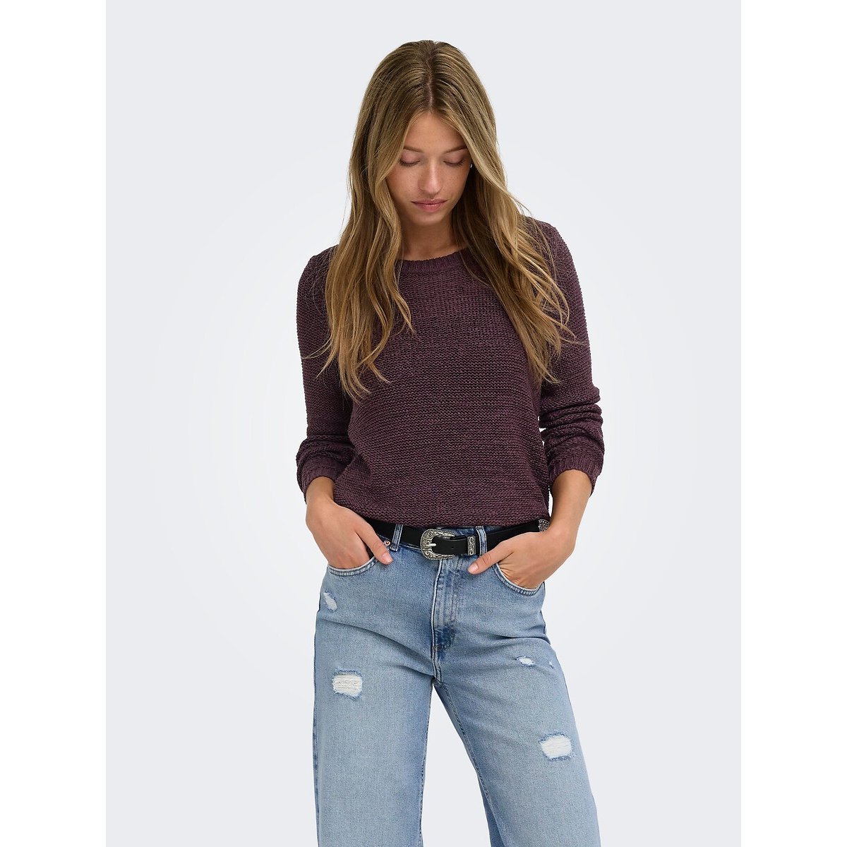 Pull girocollo in maglia, ONLY prugna, ONLY