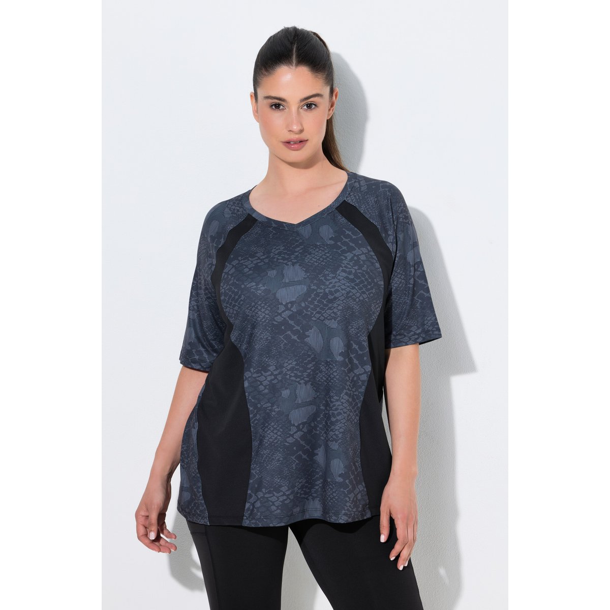 T-shirt technique, motif peau de serpent gris asphalte, ULLA POPKEN