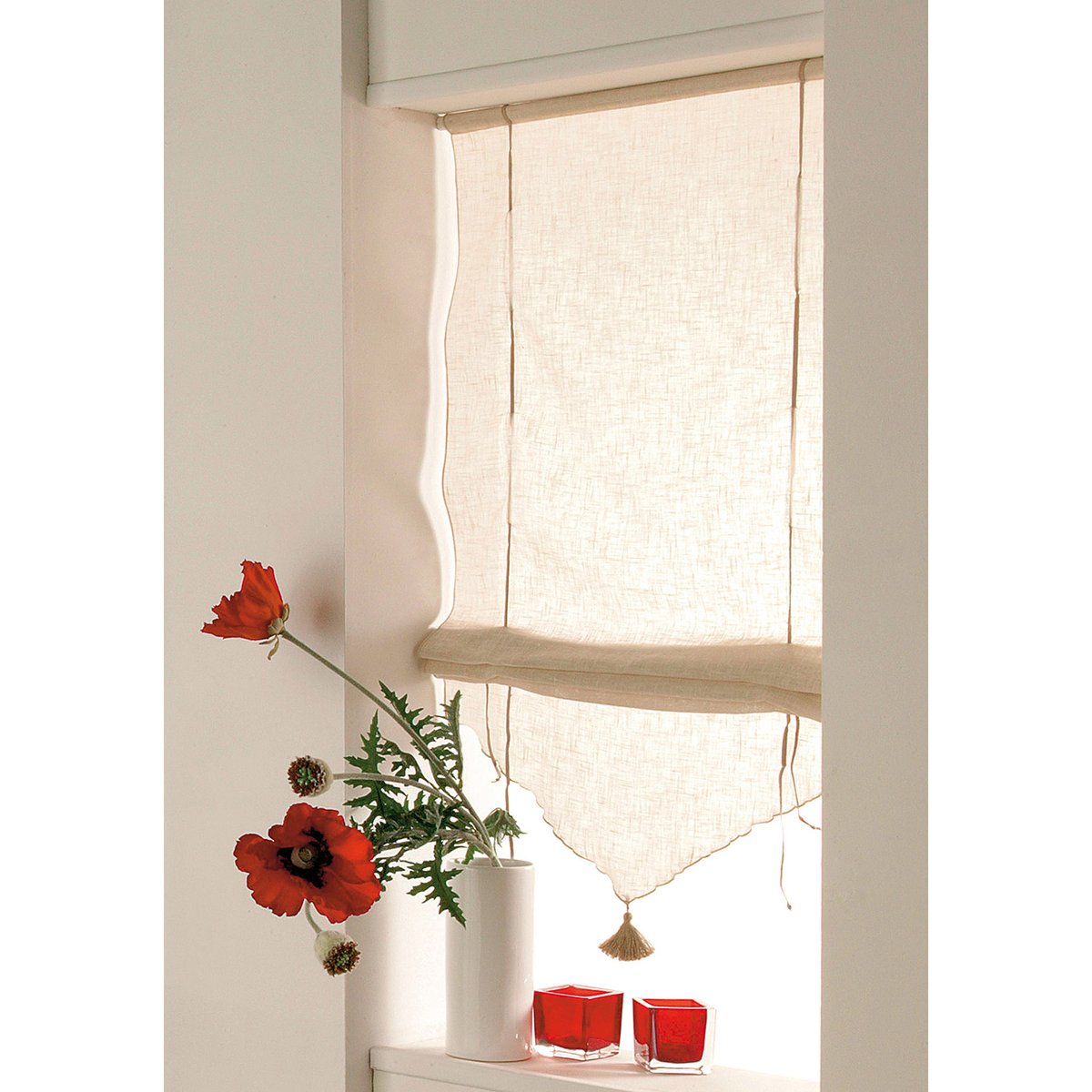 Store Relevable Beige avec Pompon beige, LINDER