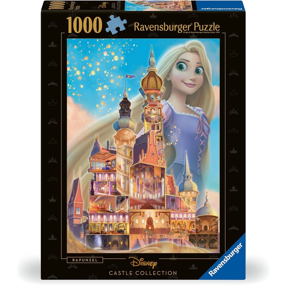 Puzzle Raiponce Châteaux Disney 1000 pièces noir, RAVENSBURGER