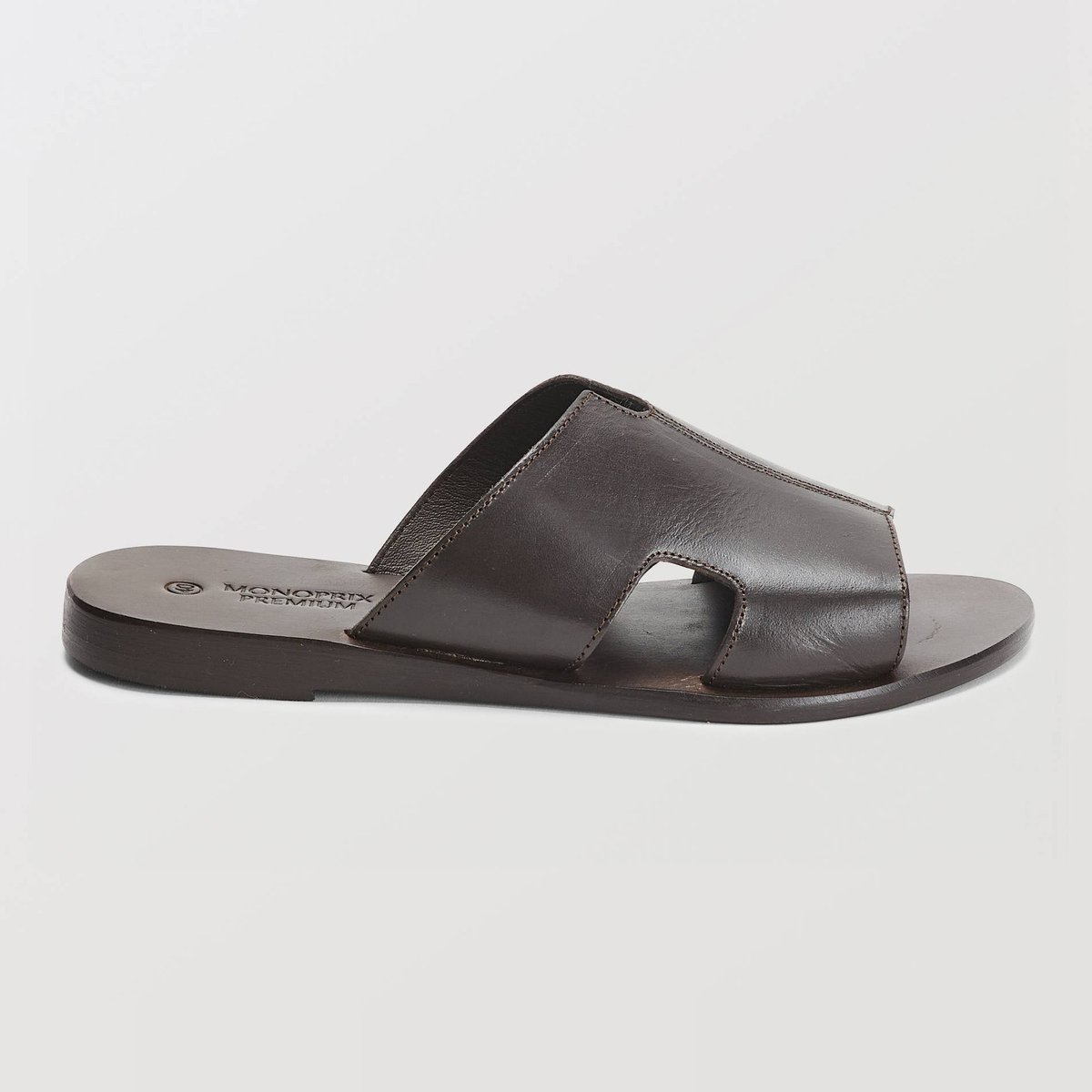 Mules en cuir arbre, MONOPRIX
