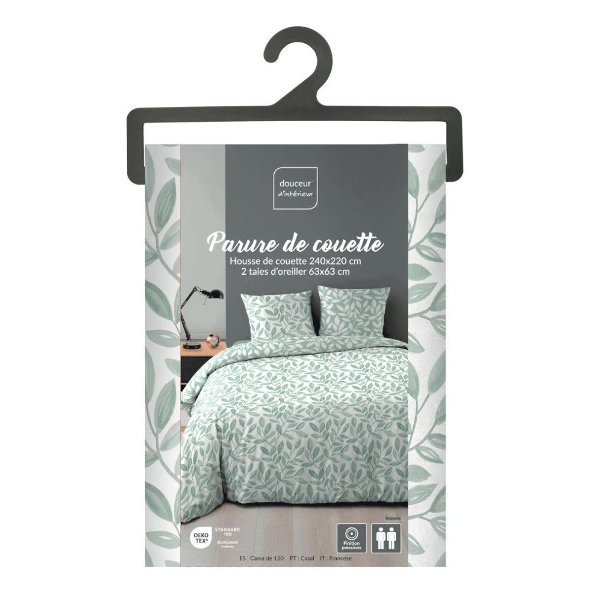 Housse de couette 240x220 + 2 taies imprimées SEQUOIA vert, DECORATIE