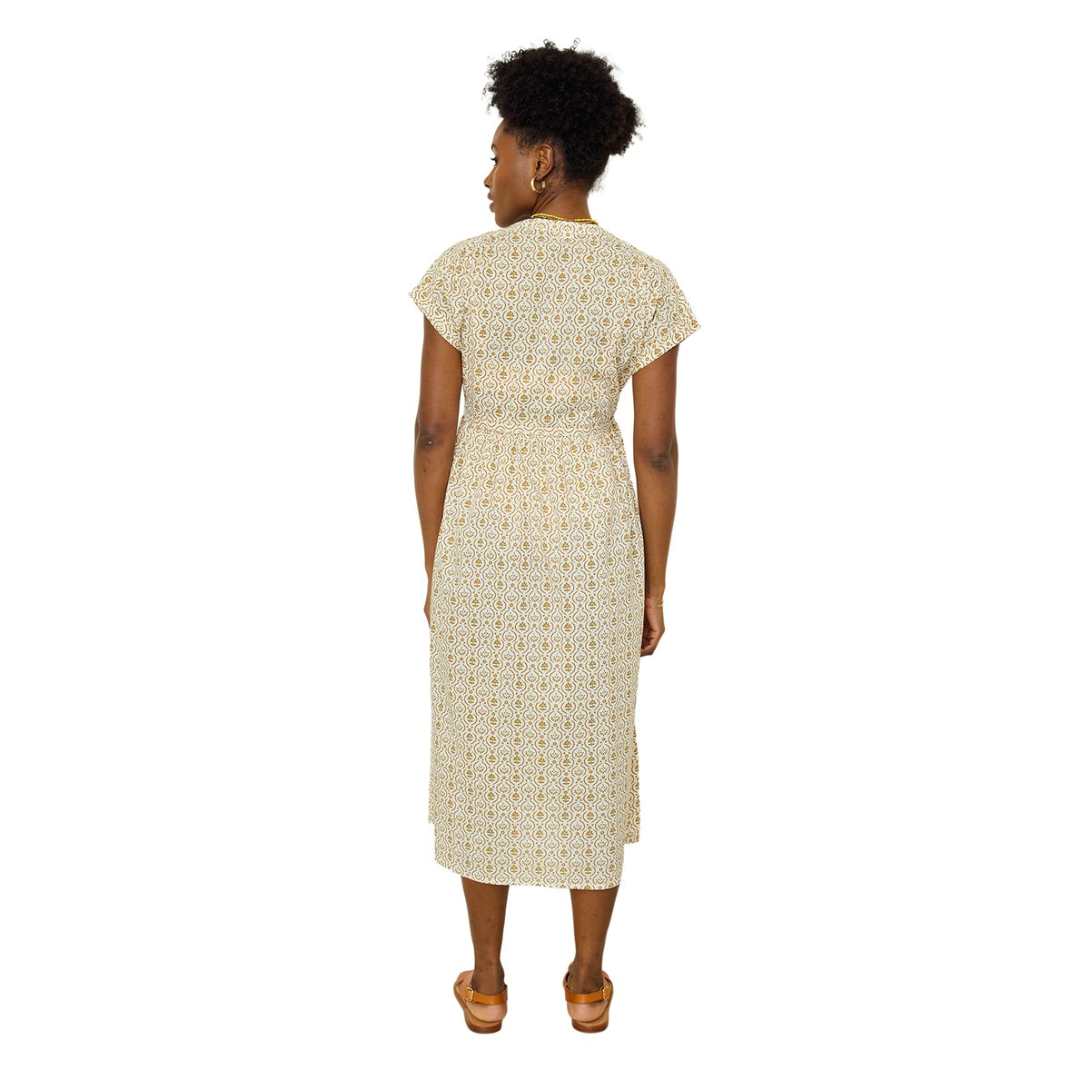 Robe longue boutonnée grossesse coton bio écru, VERTBAUDET