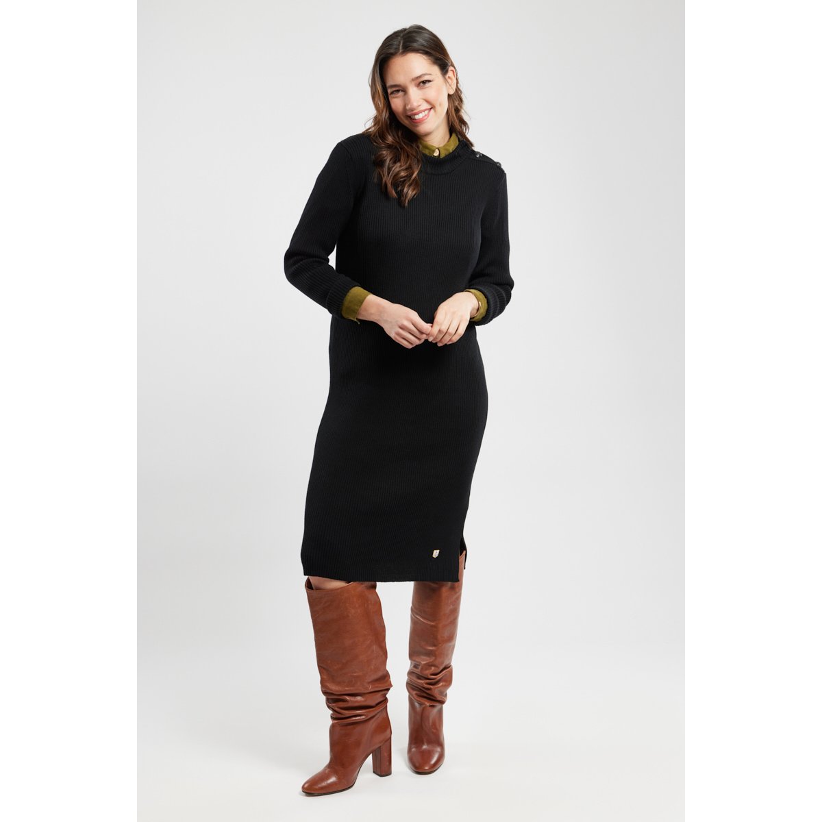 Robe longue en laine noir, ARMOR-LUX