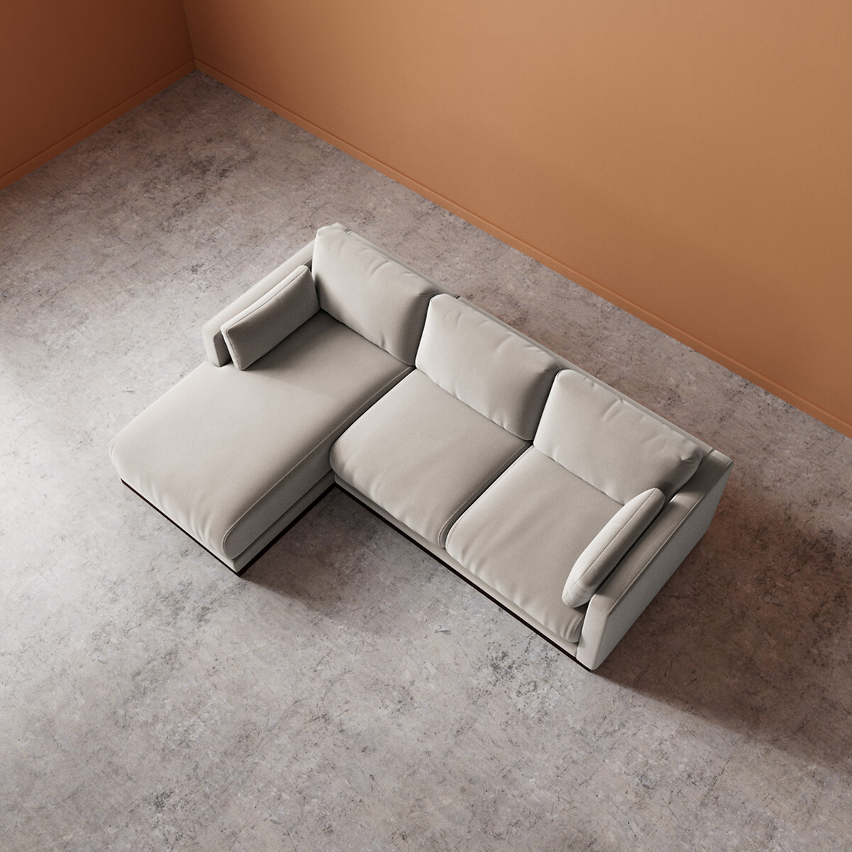 Alesund Crushed Velvet Corner Chaise Sofa ecru , SWOON