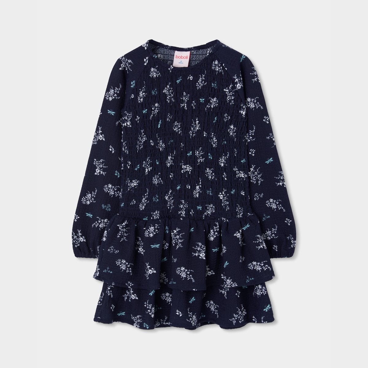 Robe en maille imprimé fleurs et libellules multicolore, BOBOLI