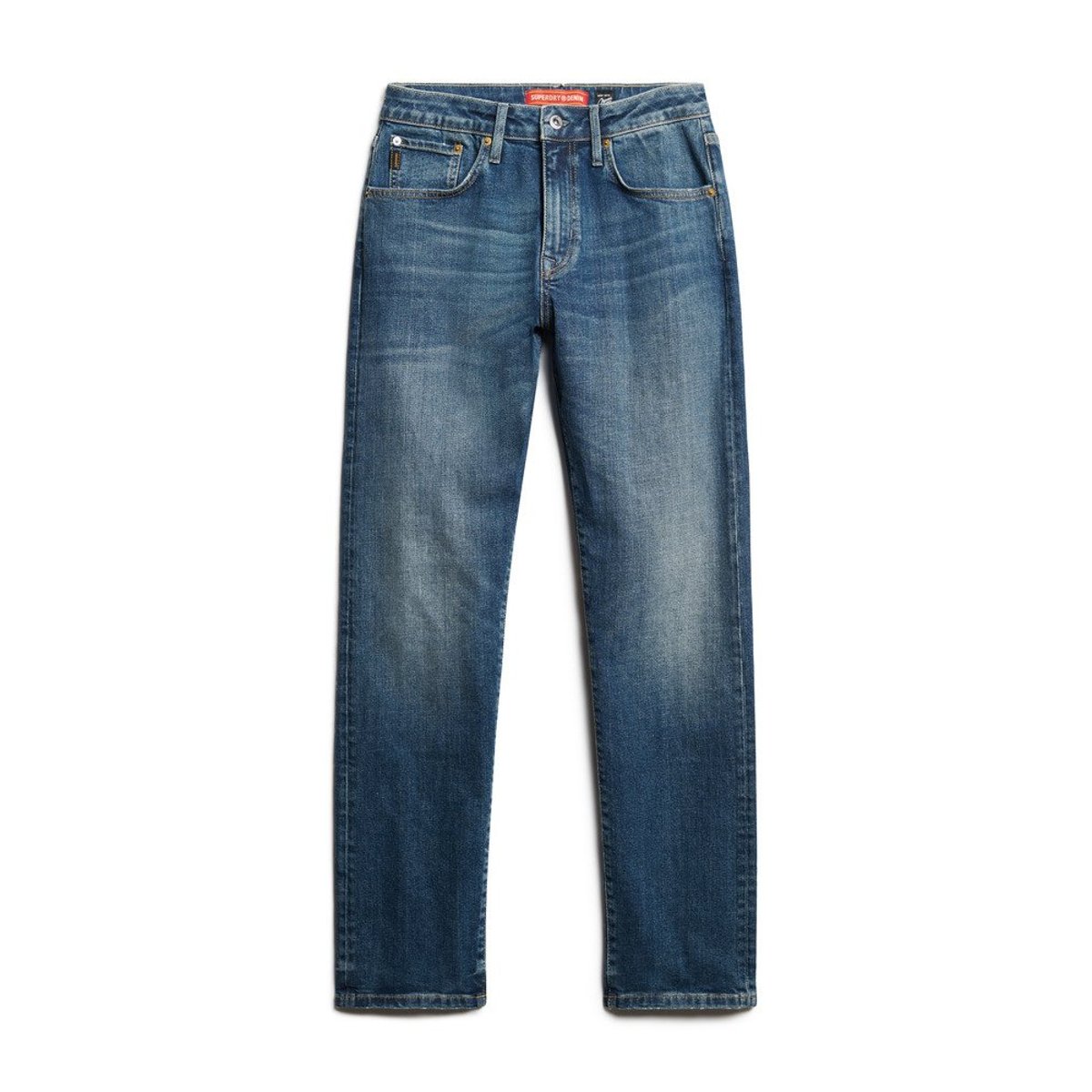Jean Droit Slim Vintage en Coton Bio bleu moyen mercer, SUPERDRY