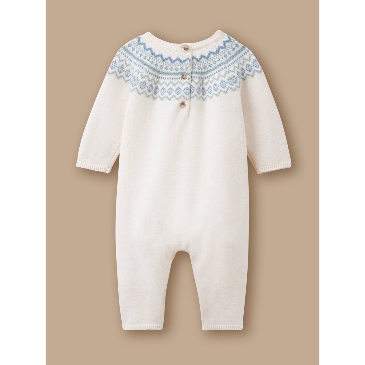 Combinaison en tricot jacquard ecru, CYRILLUS
