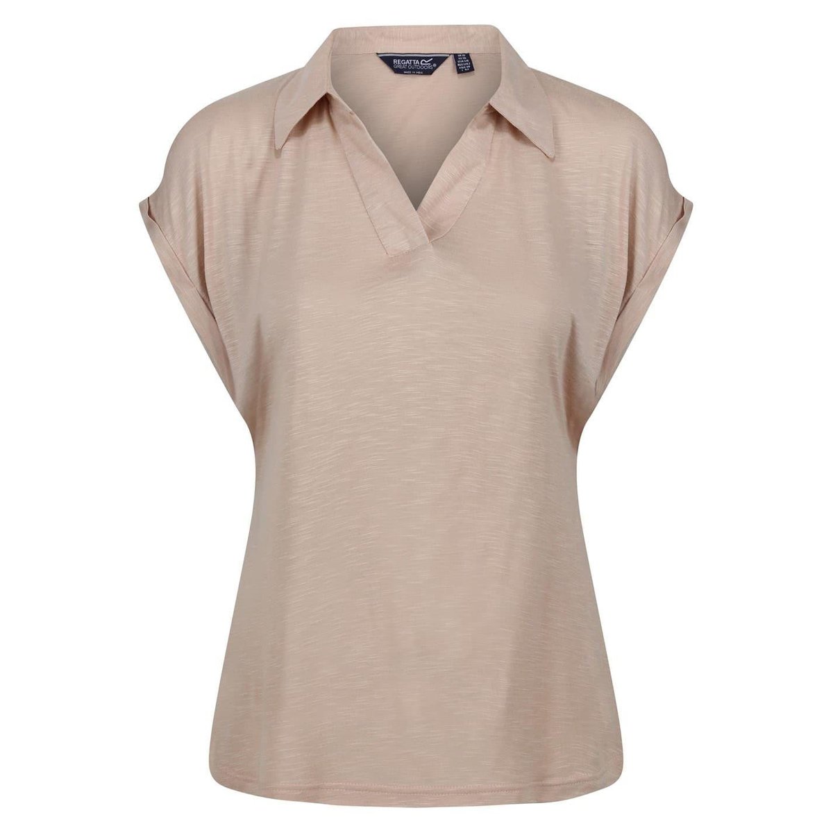 Polo manches courtes à col V motif/style uni beige, REGATTA