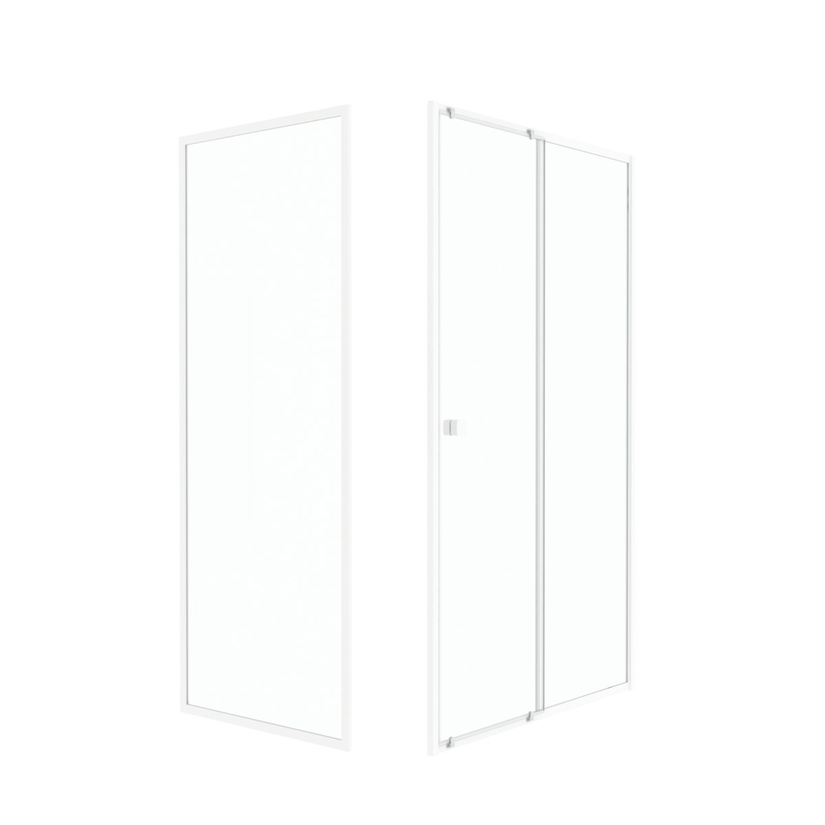 Porte de douche coulissante en verre trempé avec paroi de retour blanc, HOME MAISON