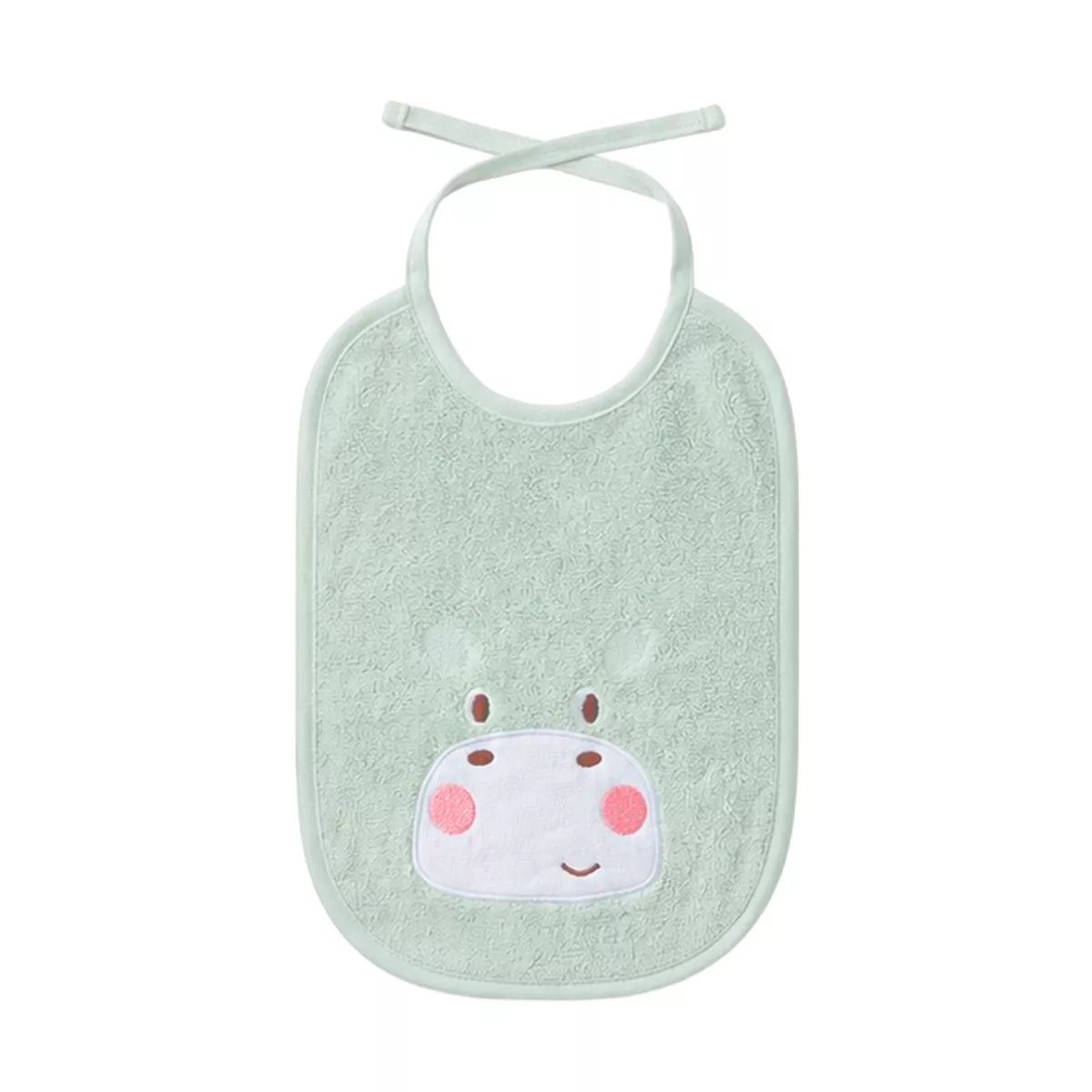 Bavoir enfant pur coton PETIT HIPPO vert d'eau 20x26, GARNIER THIEBAUT