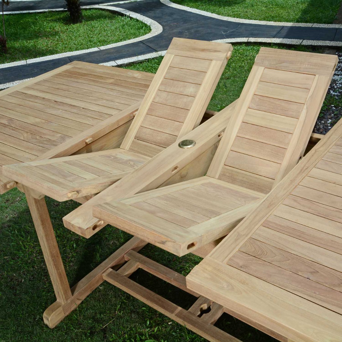 Salon de jardin teck massif Huelva, 8 places naturel, TECK ATTITUDE
