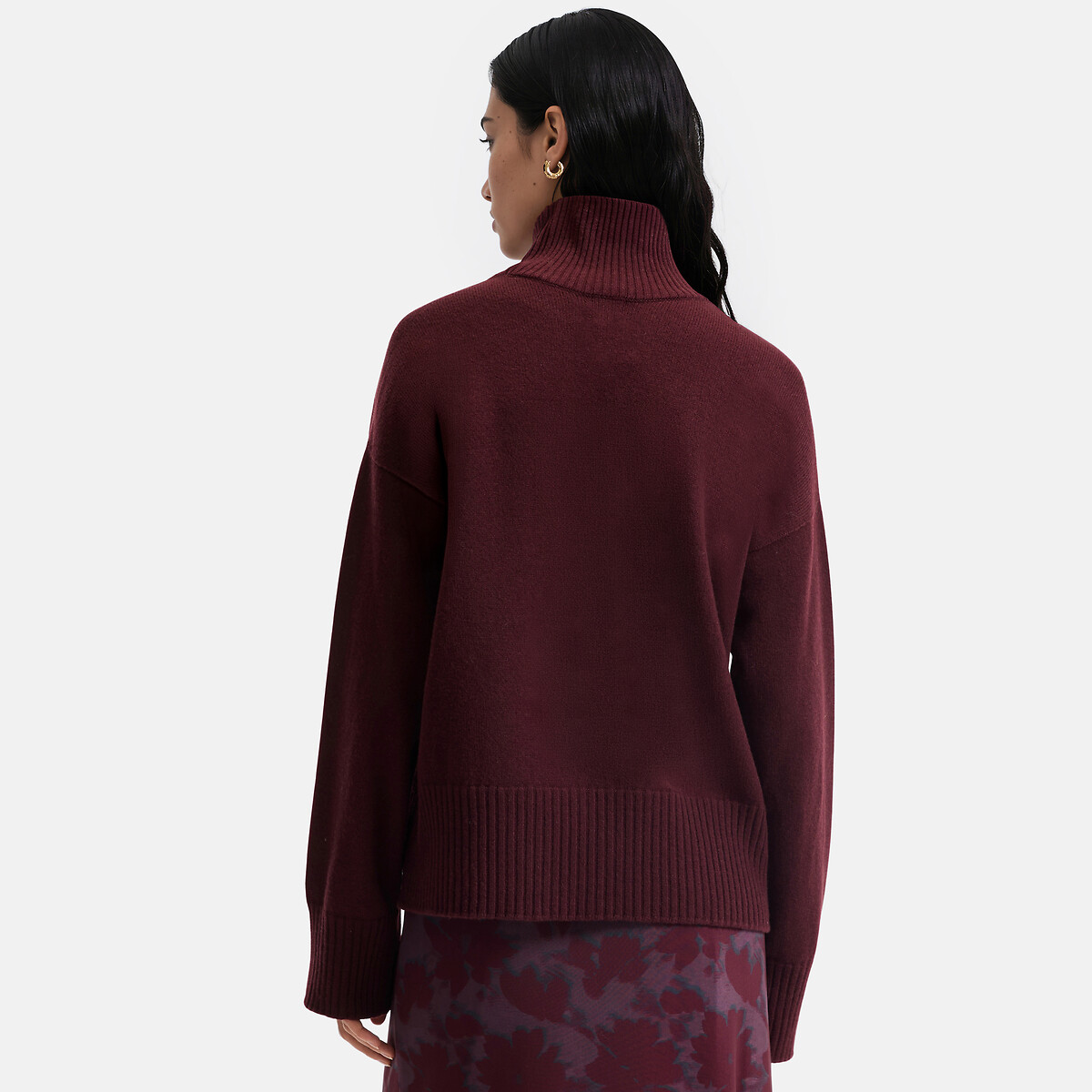 Pull laine et cachemire fabriqué en France rouge foncé, LA REDOUTE COLLECTIONS