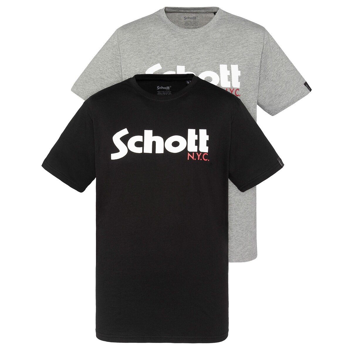 Lot de 2 T-shirts à logo noir + gris, SCHOTT