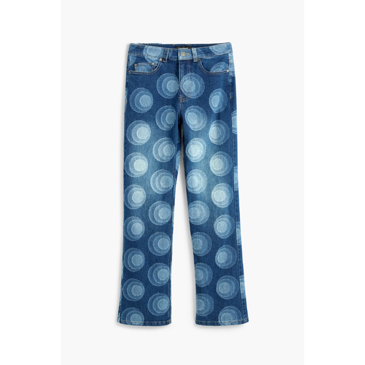 Pantalon slim en jean imprimé bleu clair, DESIGUAL