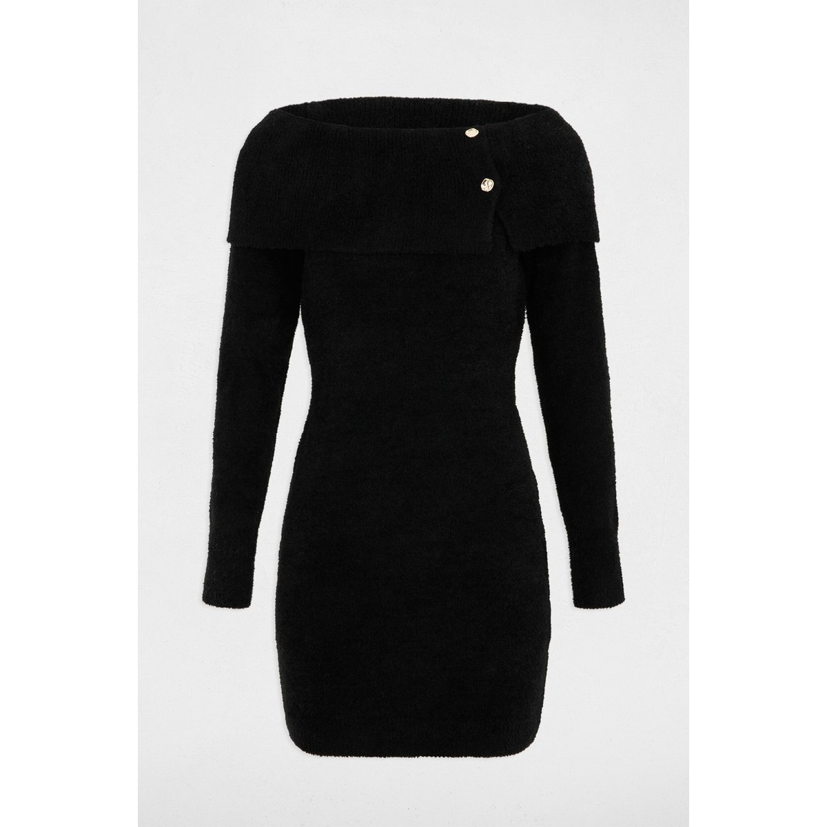 Robe tricot col bardot noir, MORGAN