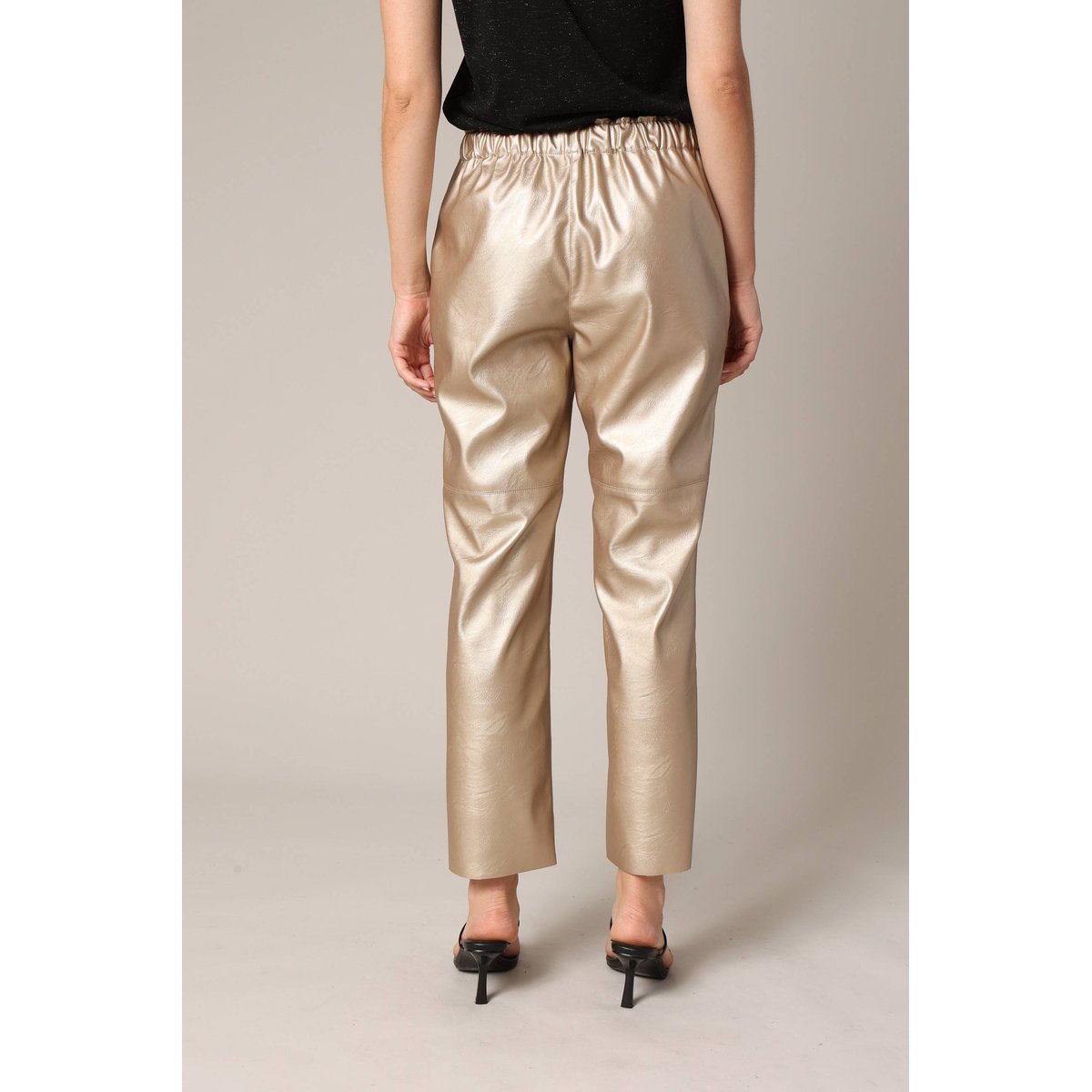 Pantalon coupe droite effet cuir métallisé SAJAMA gold, DEELUXE