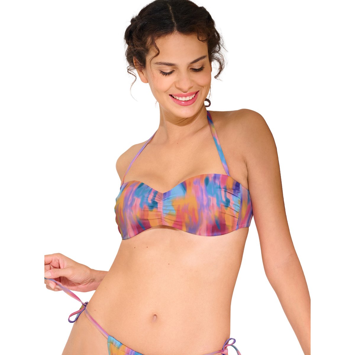 Haut maillot de bain bandeau préformé sans armatures JERSEY orange, LISCA