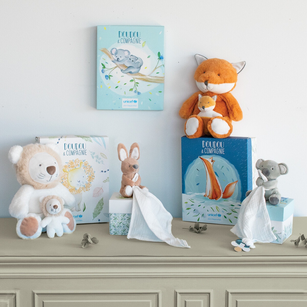 Peluche Pantin Bébé Et Moi Unicef Renard orange, DOUDOU ET COMPAGNIE