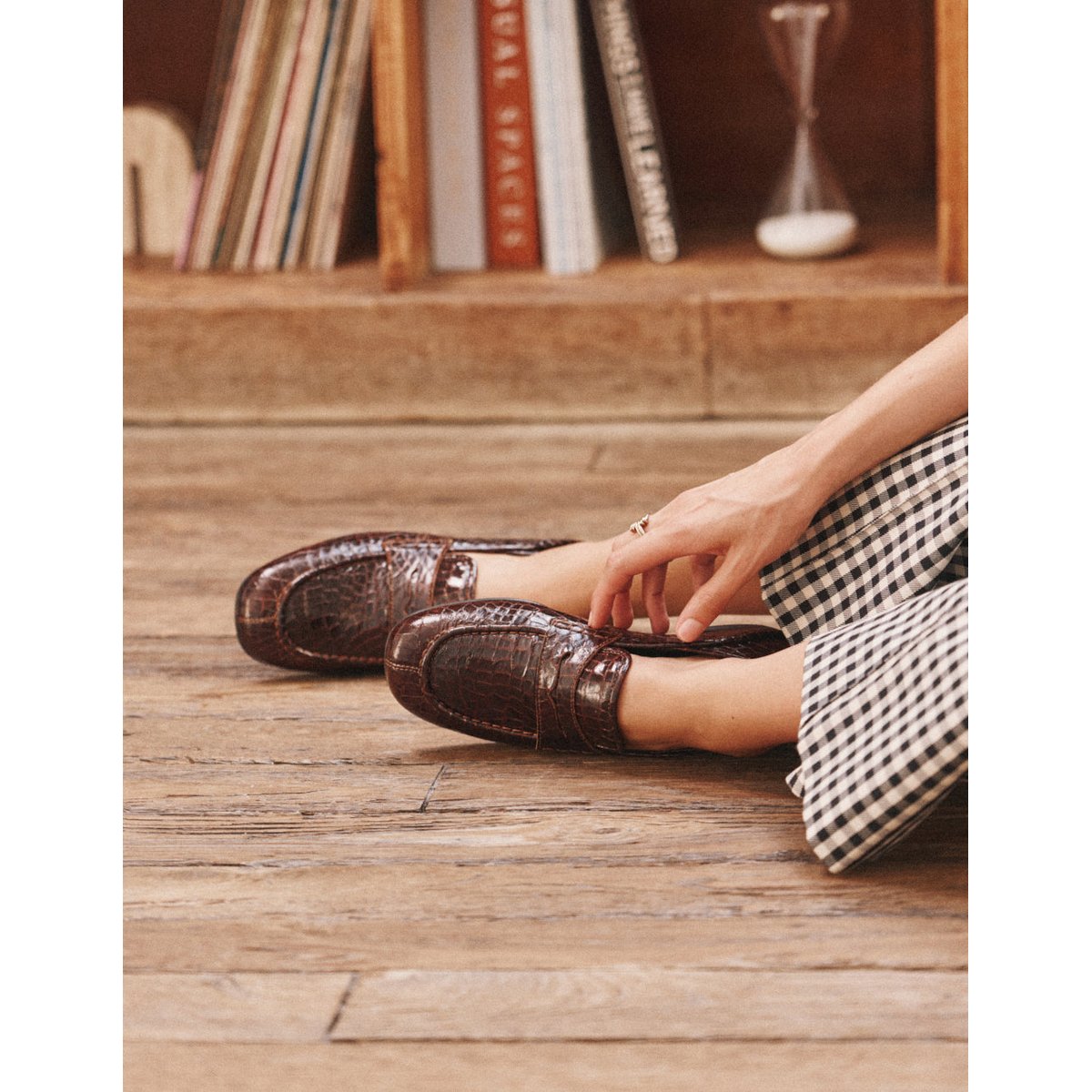 Mocassins GEMA cuir croco marron, ODAJE