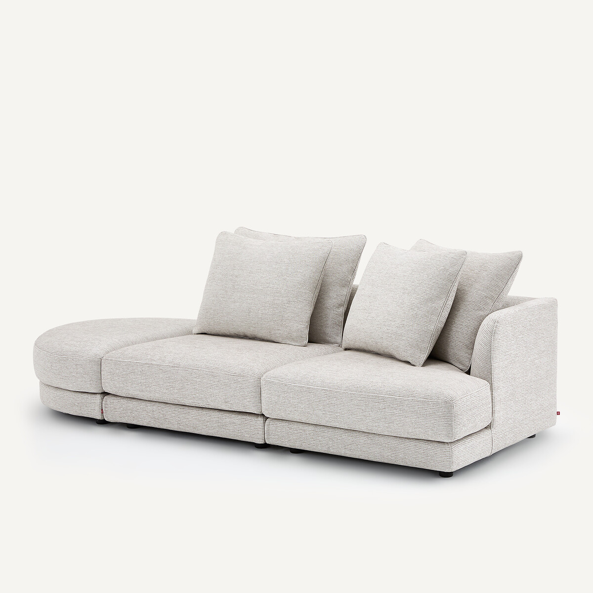 Demi-canapé droit, modulable en coton côtelé, TIBERIO gris moyen, AM.PM