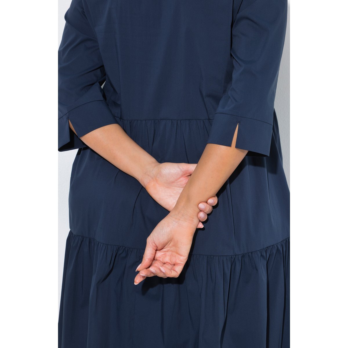 Robe midi à volants marine, ULLA POPKEN