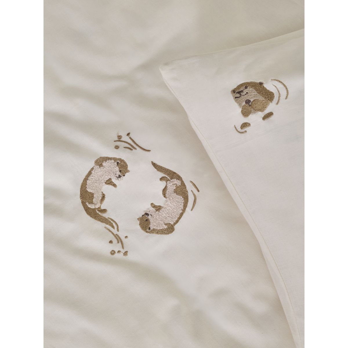 Housse de couette et taie d'oreiller en coton naturel, NEXT
