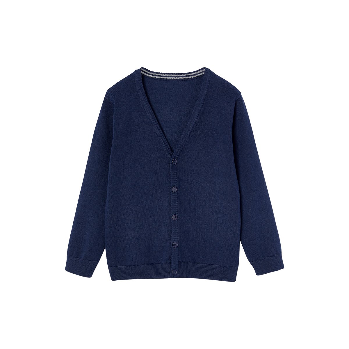 Gilet en maille col V BASICS marine, VERTBAUDET