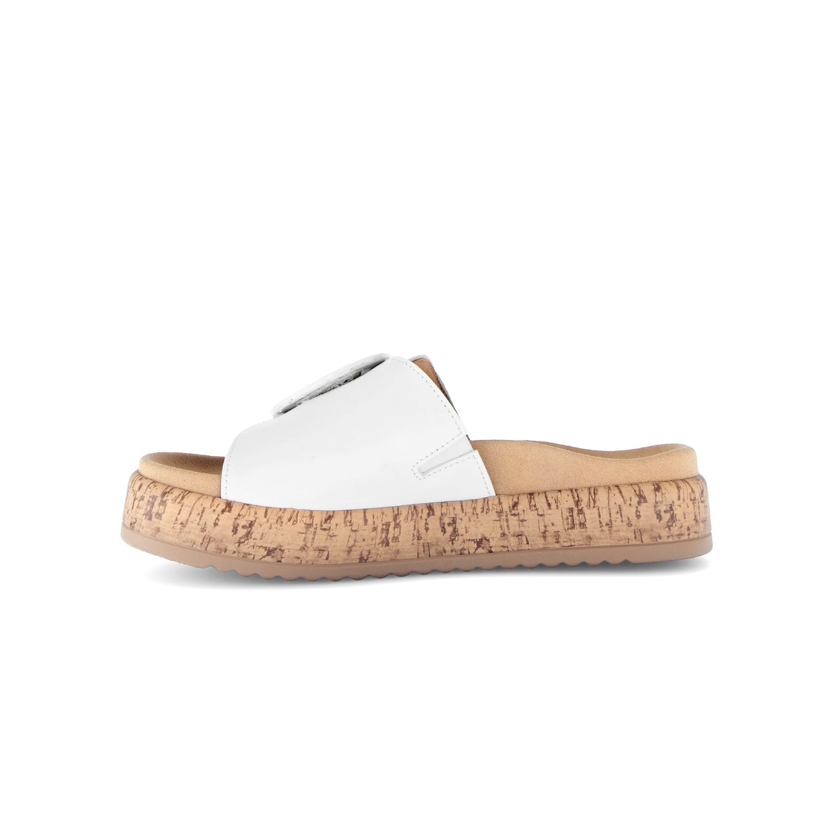 Mules en cuir à talon compensé blanc, GABOR