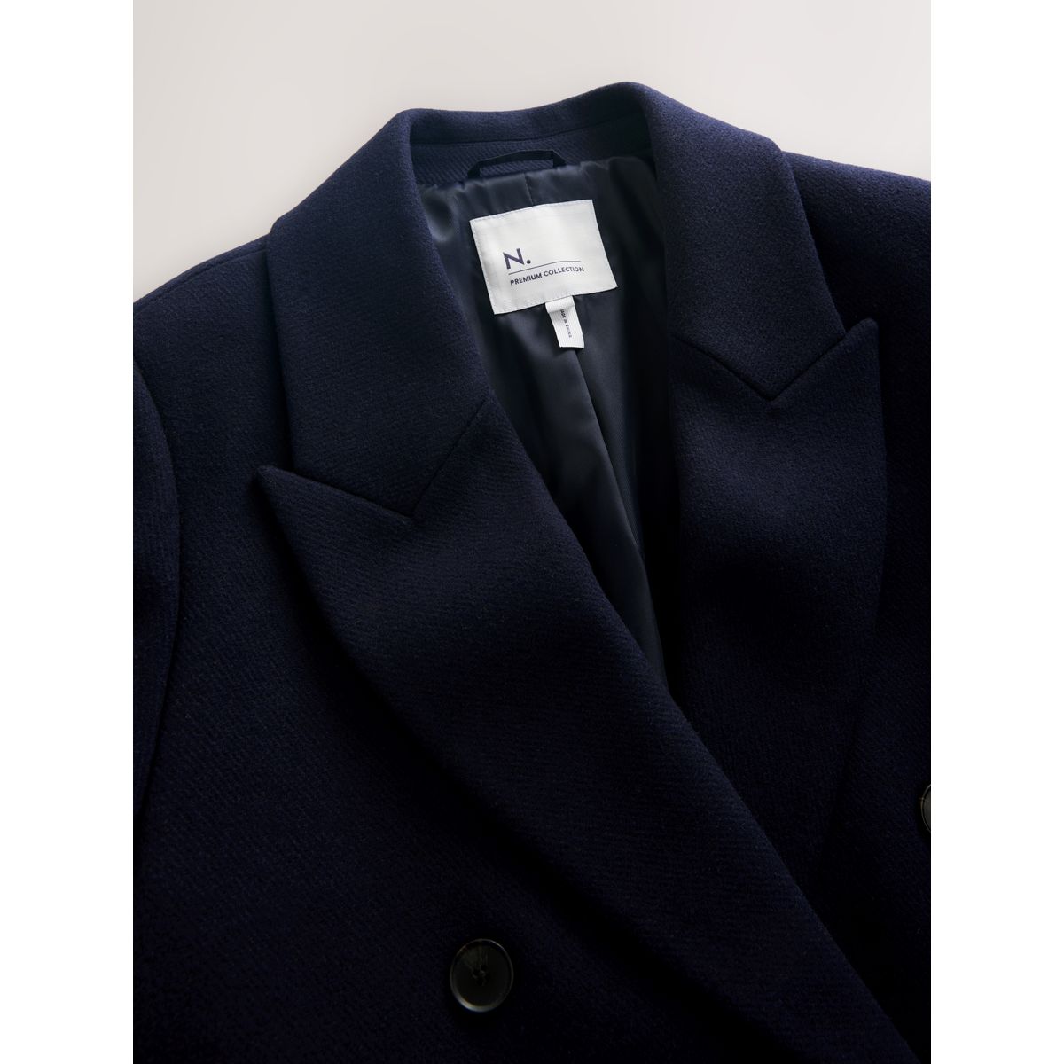 Manteau long en laine mélangée n. premium bleu marine, NEXT