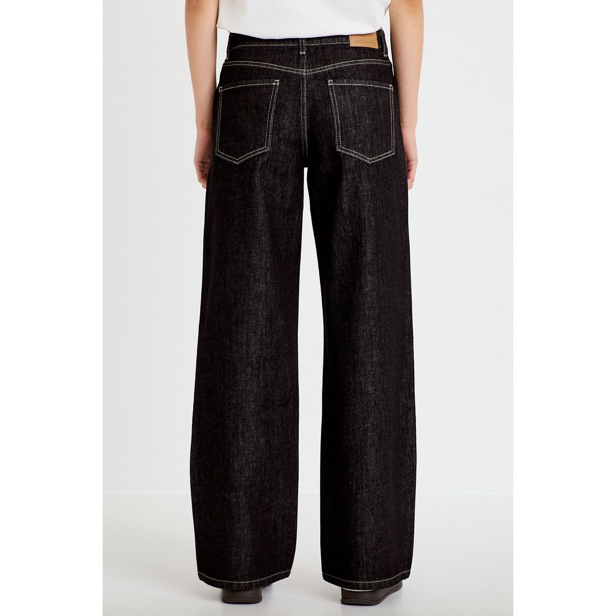 Jean wide leg taille basse denim noir, CACHE CACHE